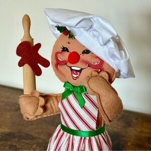 Vintage 1998 Annalee Christmas Gingerbread Man Baker 10” Figurine Holiday Decor